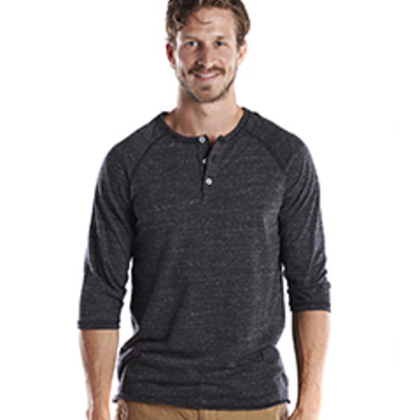 Unisex USA Made Three-Quarter Sleeve Triblend Raglan Henley Thumbnail